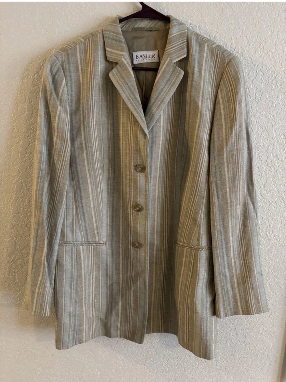 Basler Vintage Wool Striped Blazer Jacket Womens 1X Multi Color Pastel Academia